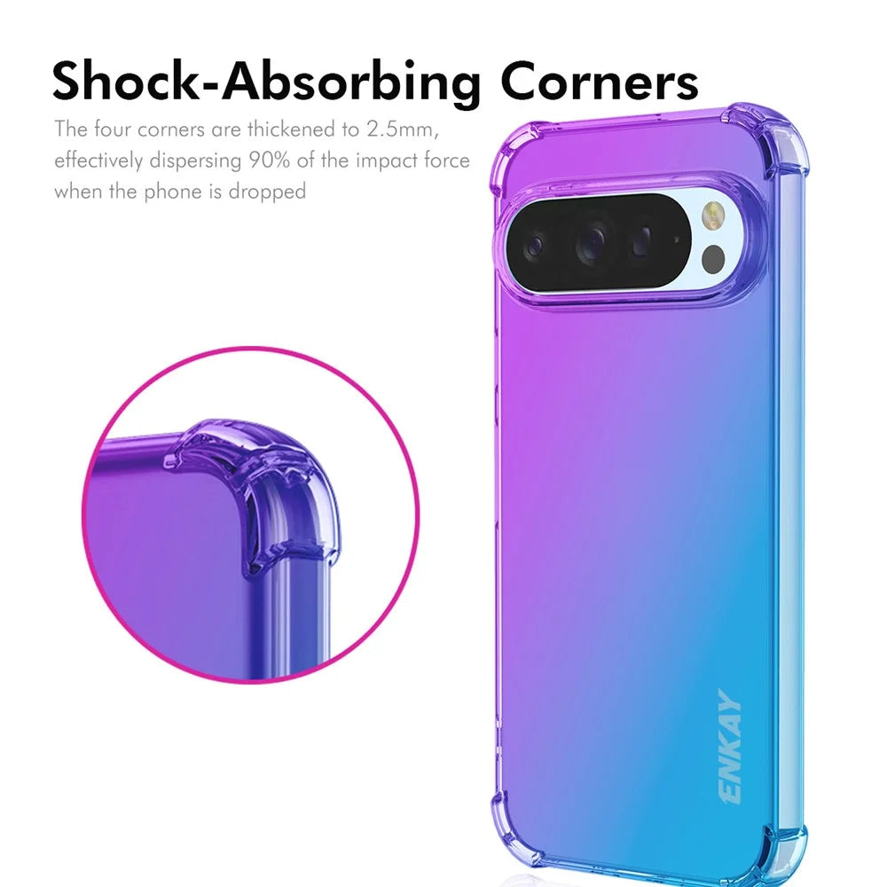 ENKAY For Google Pixel 9 Pro XL TPU Case  Thickened Four Corner Drop-proof Phone Back Cover - Purple / Blue - 2