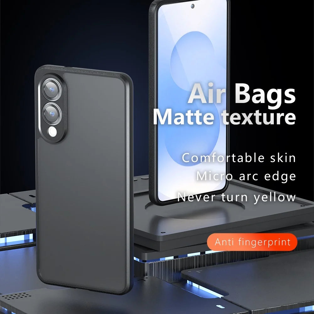 For Samsung Galaxy S25 Edge Case Skin-Touch TPU + PC Matte Phone Back Cover, Transparent Black - 2