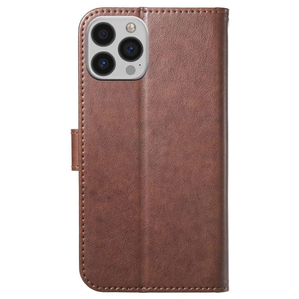 For iPhone 16 Pro Max Wallet Phone Case with 8 Card Slot Stand PU Leather Folio Flip Cover - Coffee - 6