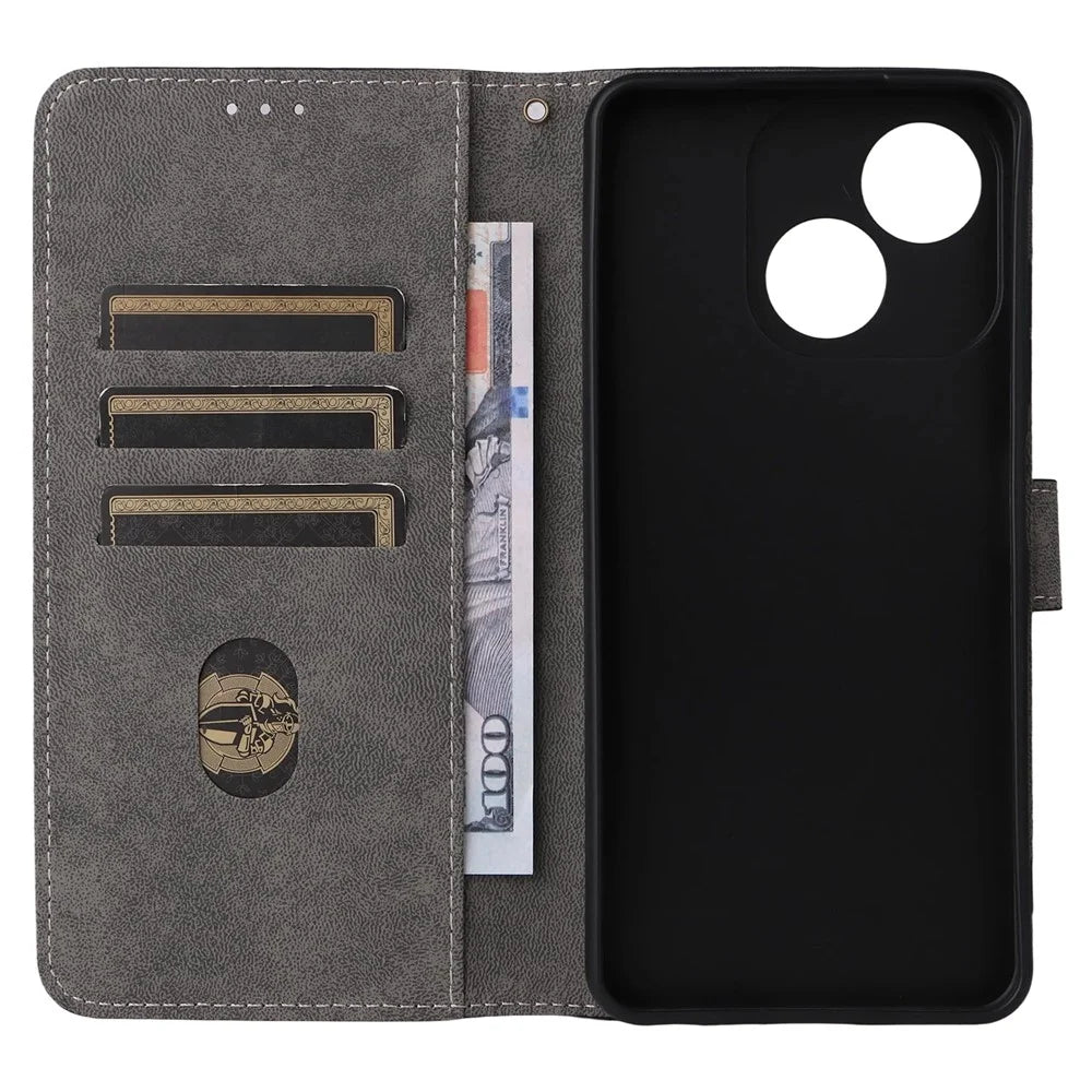 For ZTE Blade A35e (EU) (Z2466) Case Wallet RFID Blocking PU Leather Cover Viewing Stand with Strap - Black - 3