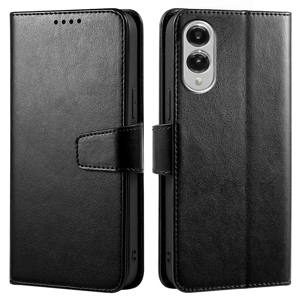 For Samsung Galaxy S25 Edge Case Stand Card Holder Wallet Leather Phone Cover - Black - 1