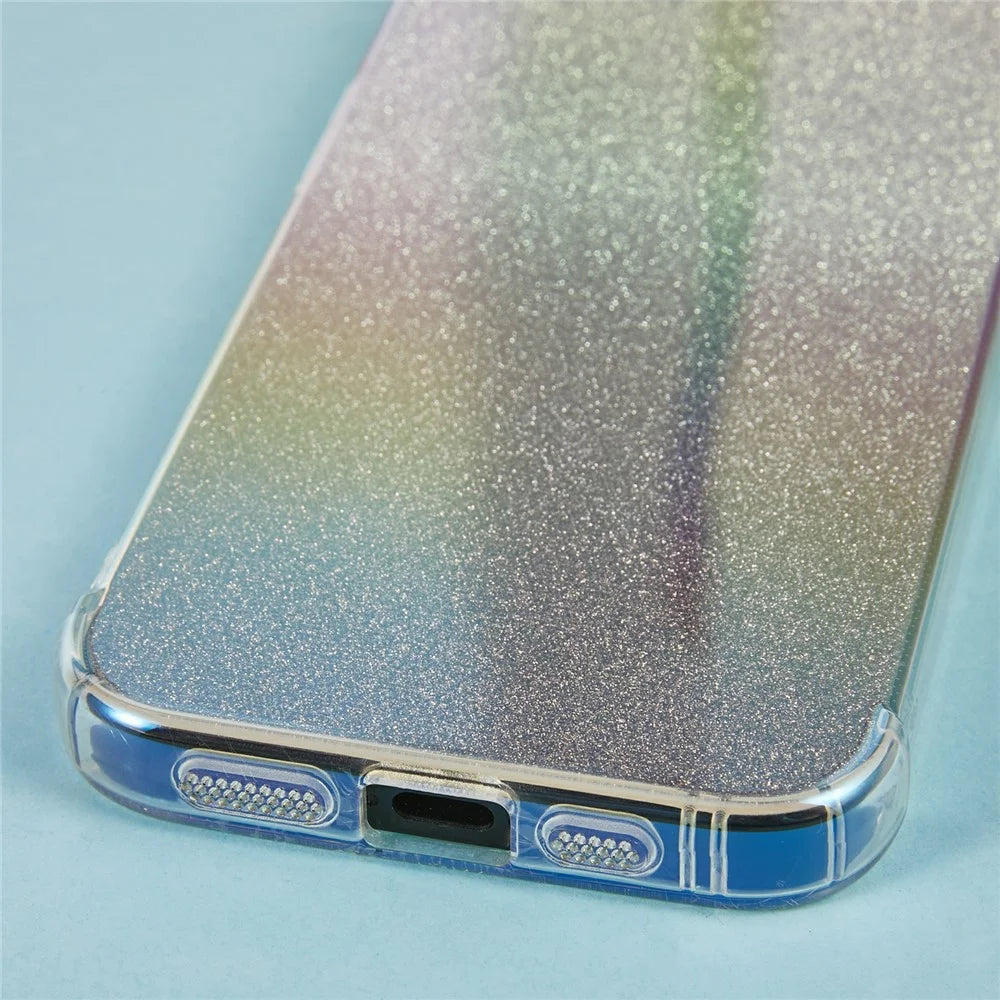 For iPhone 17e / 16e Case TPU Protective Phone Cover with Gradient Glitter Card - Black - 4