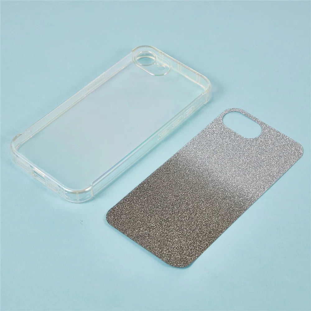 For iPhone 17e / 16e Case TPU Protective Phone Cover with Gradient Glitter Card - Black - 6