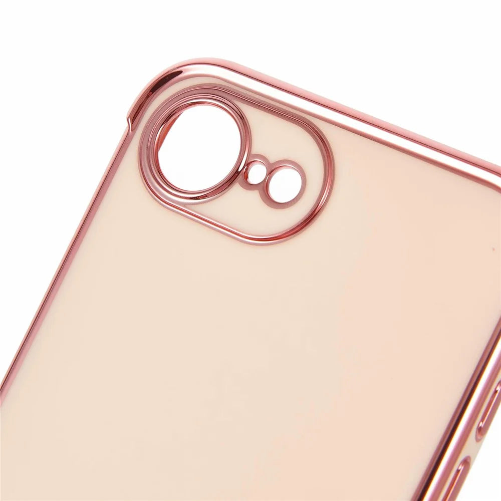 For iPhone 17e / 16e Case Electroplated Frame TPU Soft Phone Cover - Pink - 6