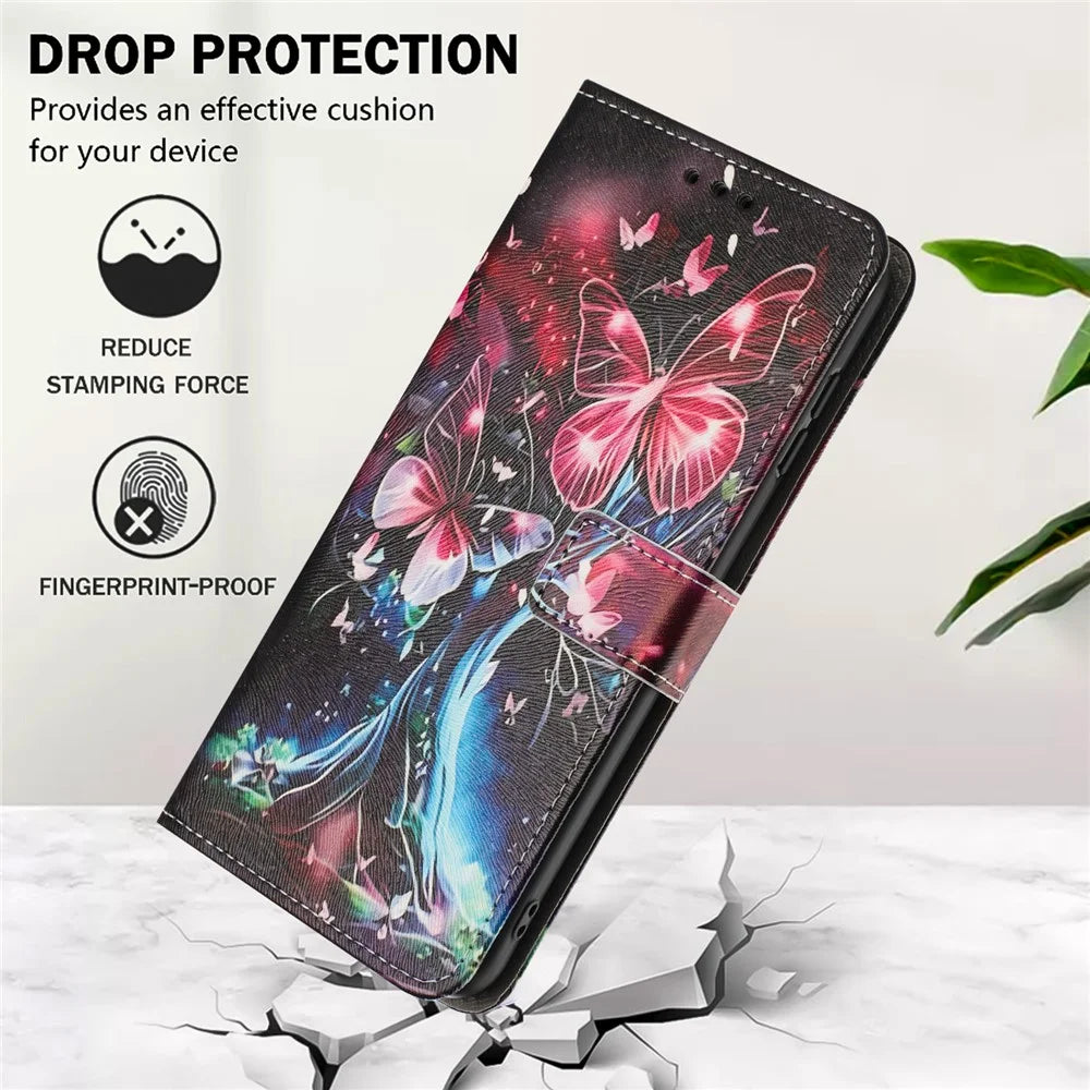 YX-2501 For Samsung Galaxy A25 5G (Global) (161.0mm) Case Pattern Printing PU Leather Wallet Phone Cover with Lanyard - Butterfly Tree - 5