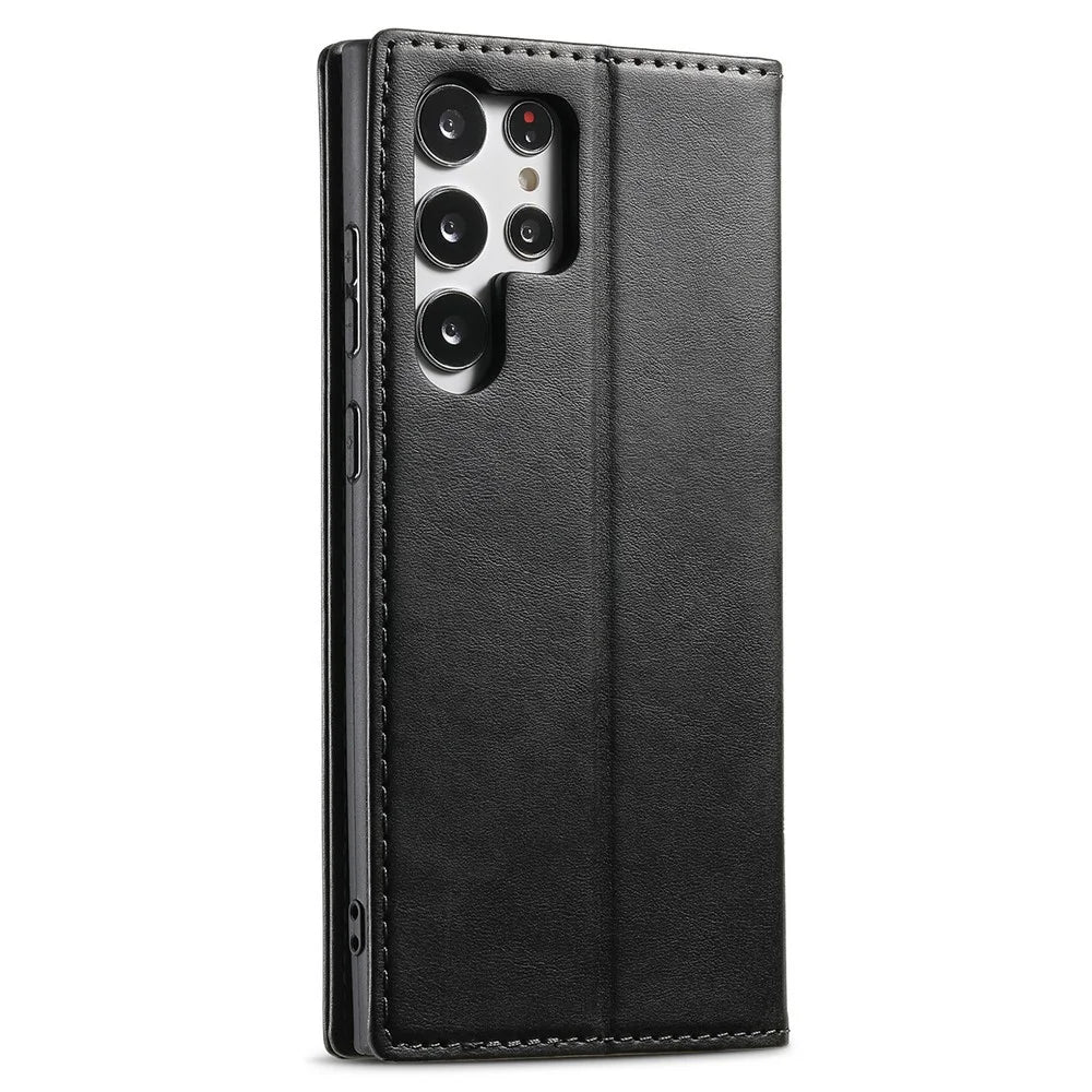 SUTENI For Samsung Galaxy S25 Ultra Case PU Leather Wallet Stand Magnetic Closing Phone Cover - Black - 6