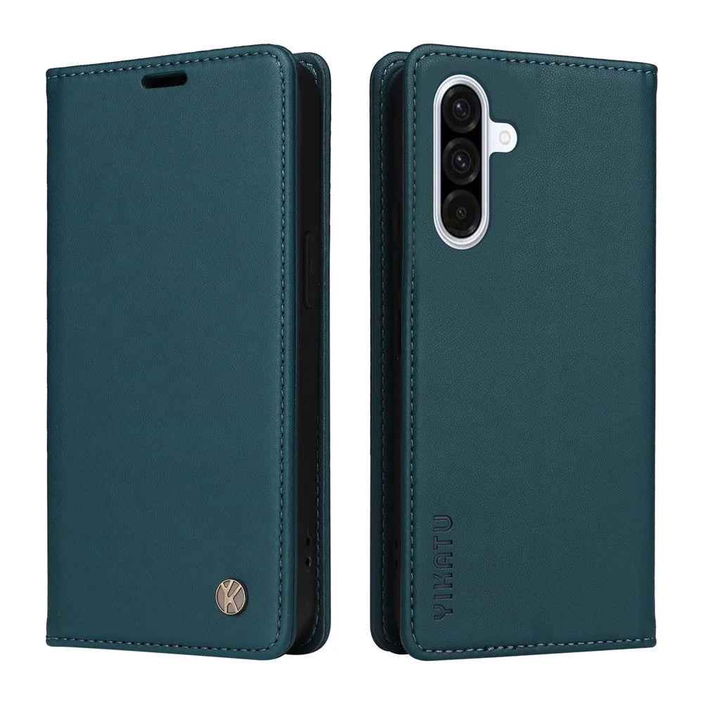 YIKATU For Samsung Galaxy A56 5G Phone Cases  Magnetic Closure PU Leather Mobile Cover  - Green - 1