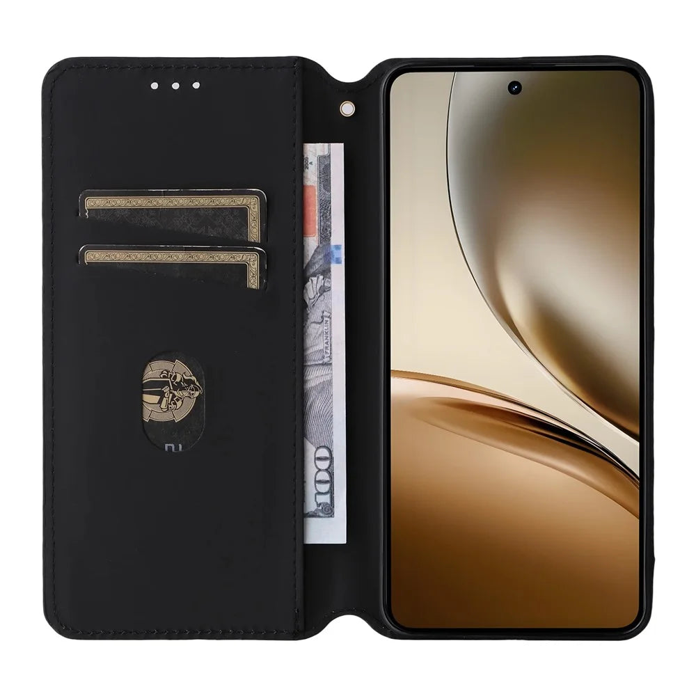 For Realme Neo7x 5G  /  P3 5G Case Wallet Rhombus Imprinted Leather Phone Cover - Red - 2
