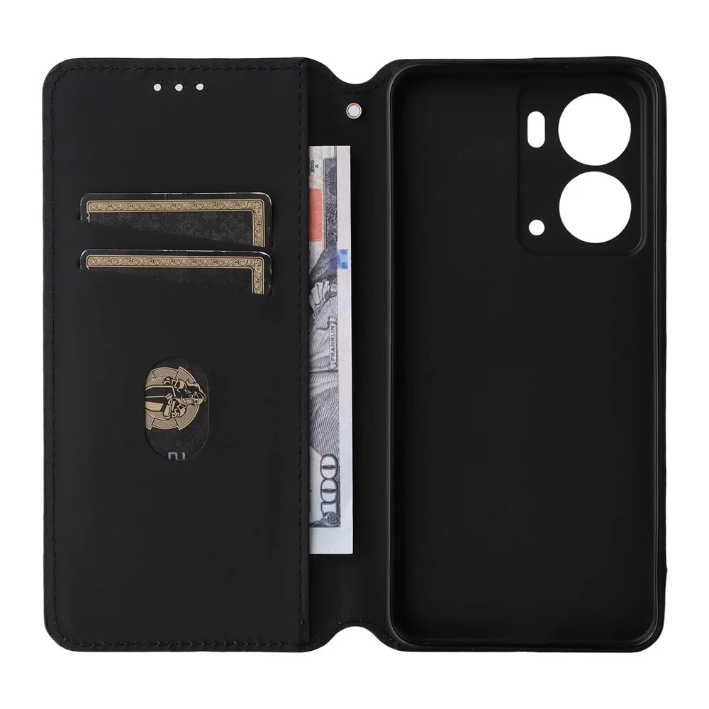 For Realme Neo7x 5G  /  P3 5G Case Wallet Rhombus Imprinted Leather Phone Cover - Red - 3