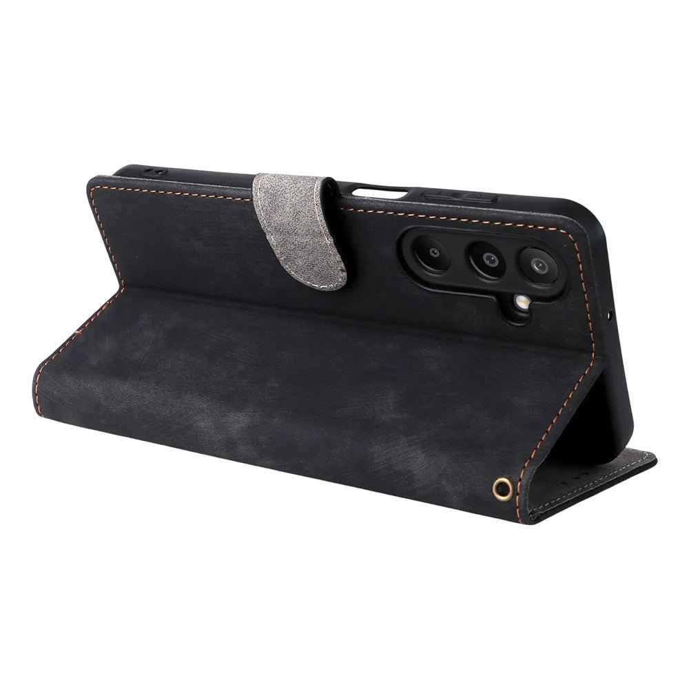 For Samsung Galaxy M16 5G  /  F16 5G Case Wallet RFID Blocking PU Leather Cover Stand with Strap - Black - 4