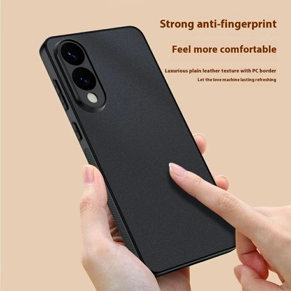 For Samsung Galaxy S25 Edge Case PU Leather Coated PC + TPU Anti-Drop Phone Cover - Black - 4