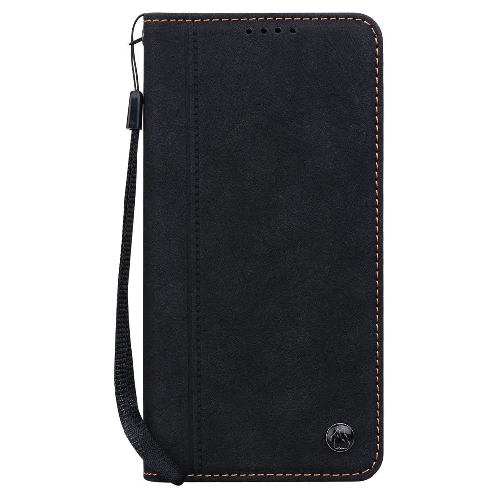 For Google Pixel 9a Case Lines Pattern Wallet Leather Phone Cover with Strap - Black - 7