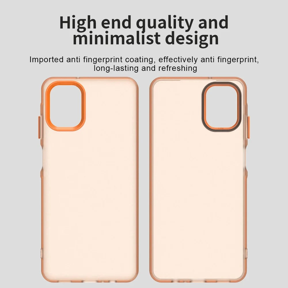 For Samsung Galaxy A06 5G Case PC + TPU + PET Matte Anti-Drop Phone Back Cover - Orange - 3