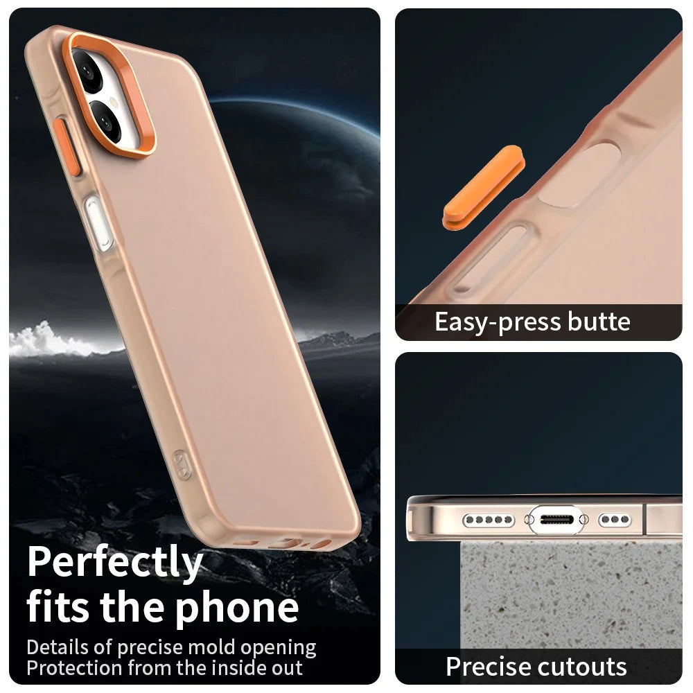 For Samsung Galaxy A06 5G Case PC + TPU + PET Matte Anti-Drop Phone Back Cover - Orange - 5