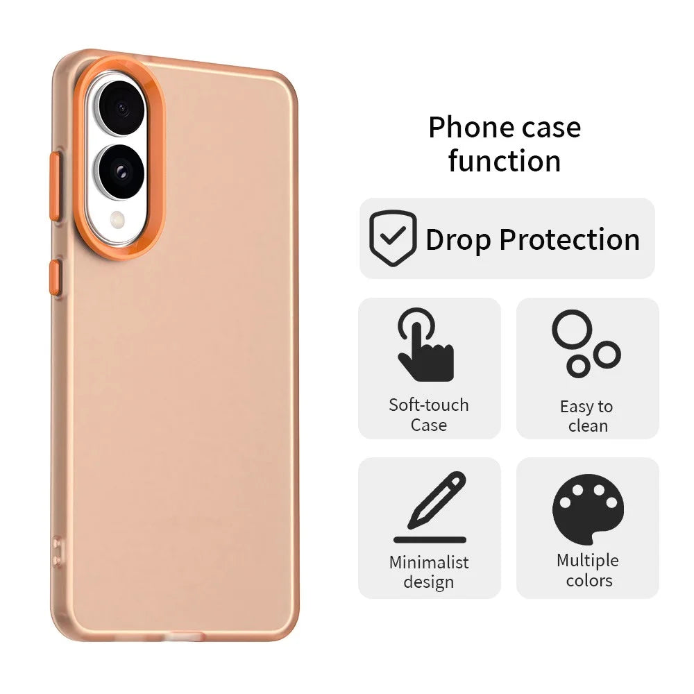 For Samsung Galaxy S25 Edge Case PC + TPU + PET Matte Anti-Drop Phone Back Cover - Orange - 2