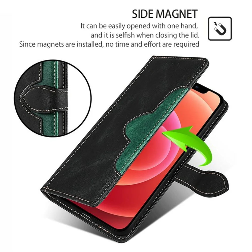 For TECNO Pova 6 Neo Case Leather Wallet Phone Cover with Straw Hat Magnetic Clasp - Black - 4