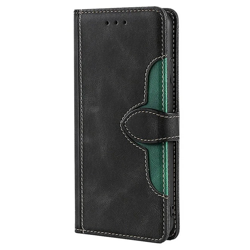 For TECNO Pova 6 Neo Case Leather Wallet Phone Cover with Straw Hat Magnetic Clasp - Black - 7