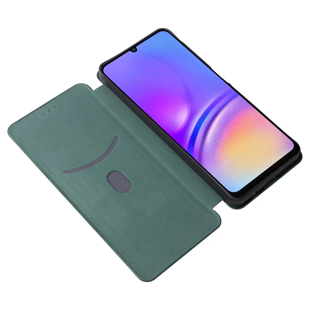 For Samsung Galaxy A06 5G Case Carbon Fiber Texture Drop-Proof PU Leather Phone Cover - Green - 2