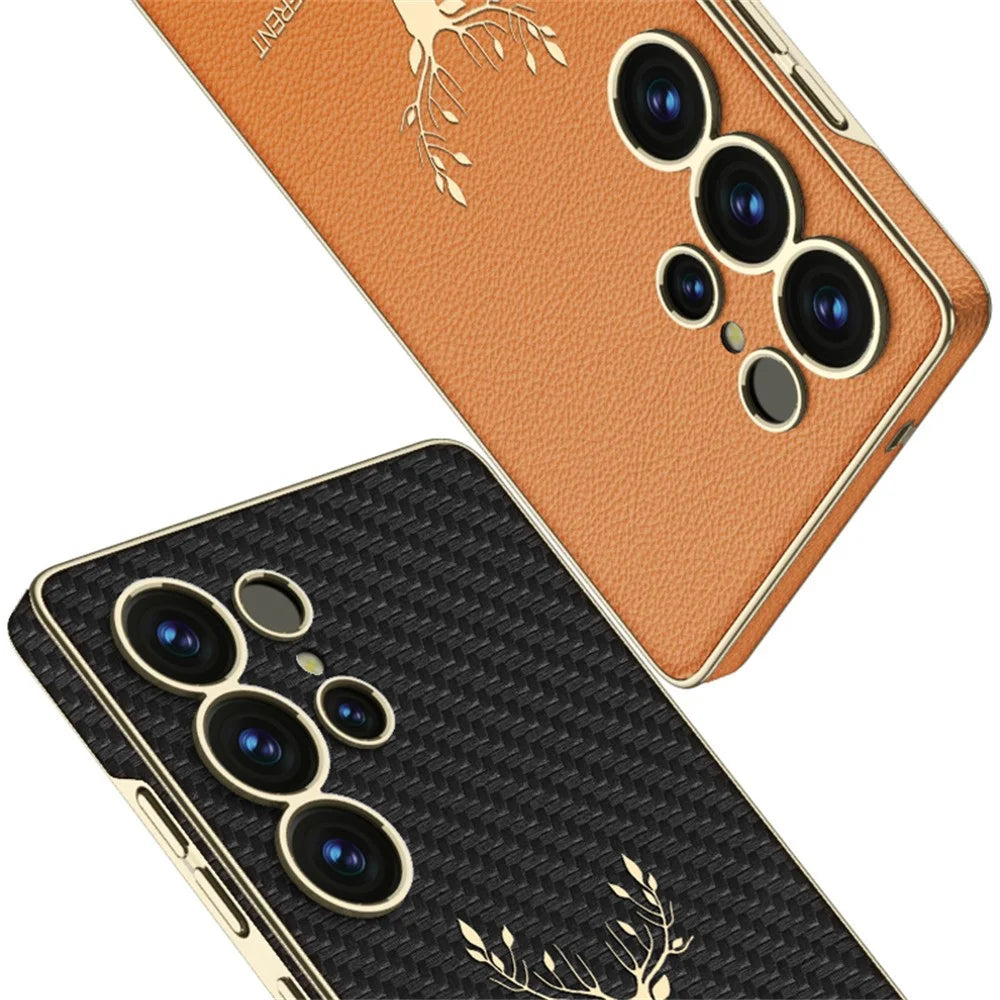GKK For Samsung Galaxy S25 Ultra Case Deer Pattern PU Covered Hard PC Phone Shell - Purple - 2