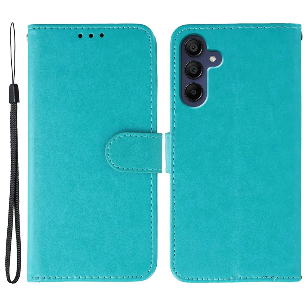 For Samsung Galaxy A06s Cases PU Leather Flip Wallet Phone Cover with Strap - Blue - 1