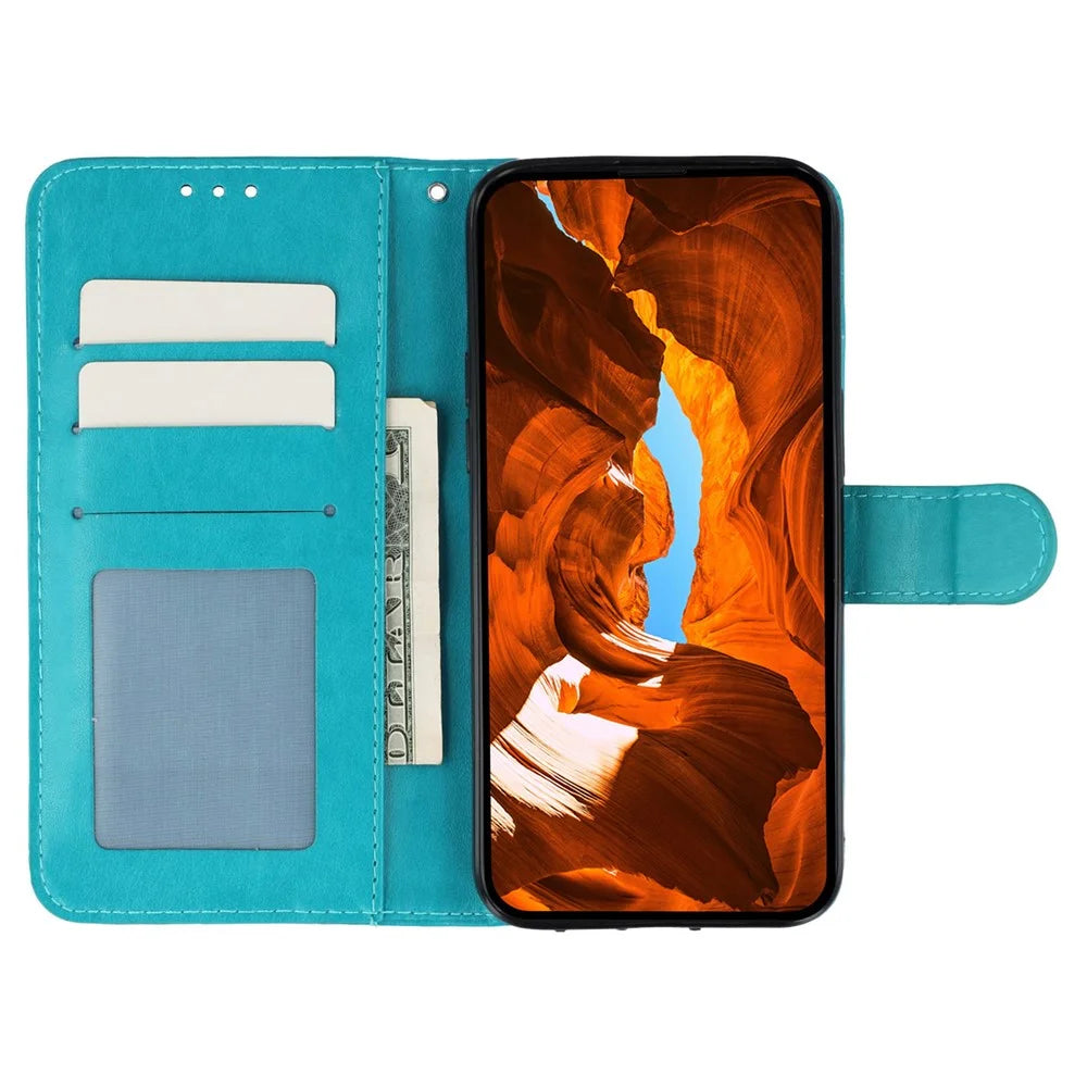 For Samsung Galaxy A06s Cases PU Leather Flip Wallet Phone Cover with Strap - Blue - 2