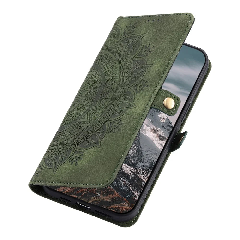 Style 016 For Nothing Phone (3a) Case Skin Feel Totem Imprinted Wallet Leather Phone Cover - Blackish Green - 5