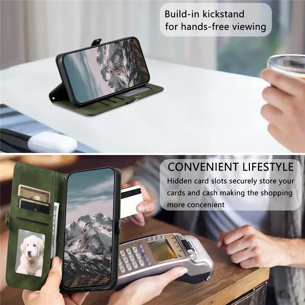 Style 016 For Nothing Phone (3a) Case Skin Feel Totem Imprinted Wallet Leather Phone Cover - Blackish Green - 7