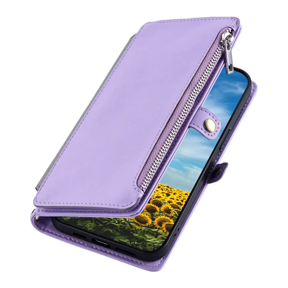 For Nothing Phone (3a) Pro Case TPU + PU Leather Wallet Phone Cover with Wrist Strap - Purple - 6
