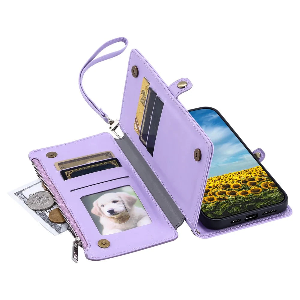 For Nothing Phone (3a) Pro Case TPU + PU Leather Wallet Phone Cover with Wrist Strap - Purple - 7