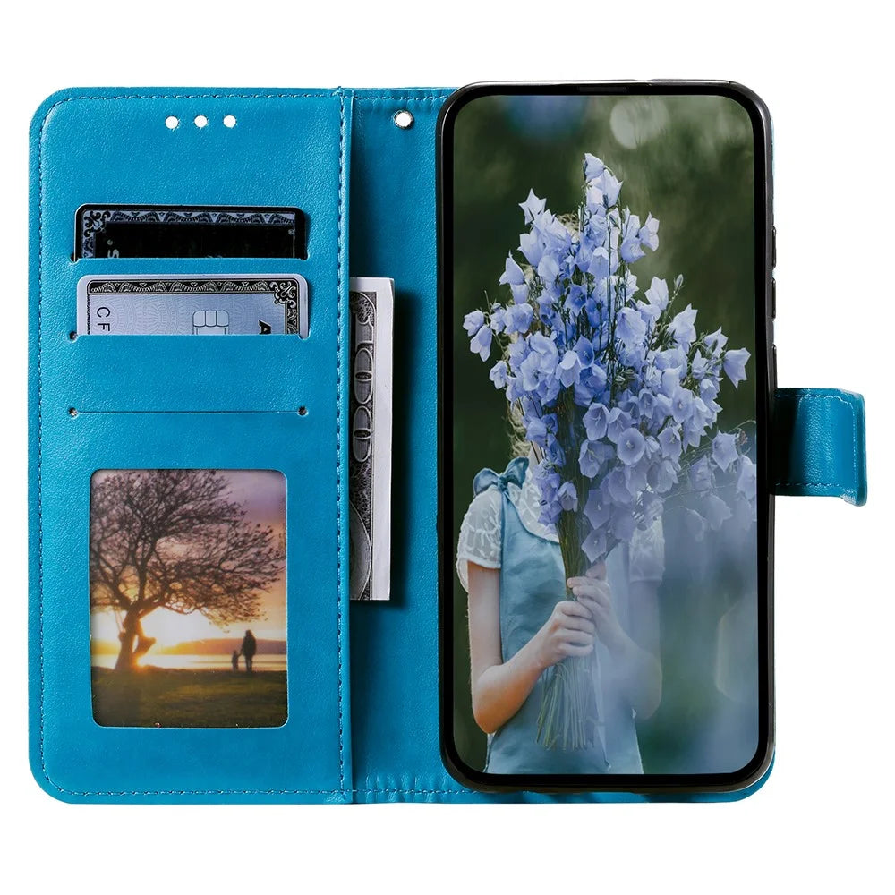 For Nothing Phone (3a) Pro Stand Case Imprinted Totem PU Leather Wallet Phone Cover - Blue - 2