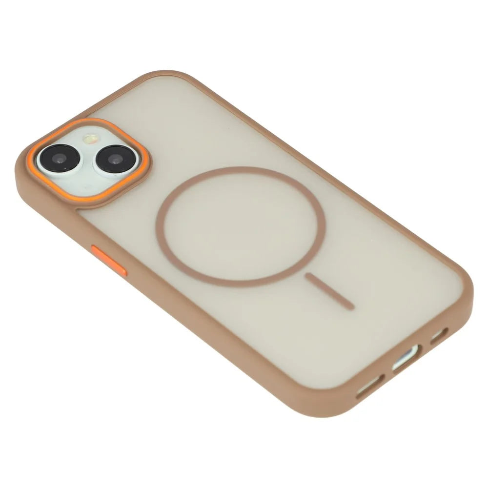 For iPhone 14  /  13 Magnetic Case Skin Touch TPU + PC Phone Back Cover - Brown - 6