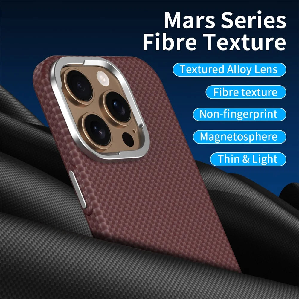 GKK For iPhone 16 Pro Max Compatible with MagSafe Metal + PC Phone Back Cover Carbon Fiber Texture - Sapphire - 2