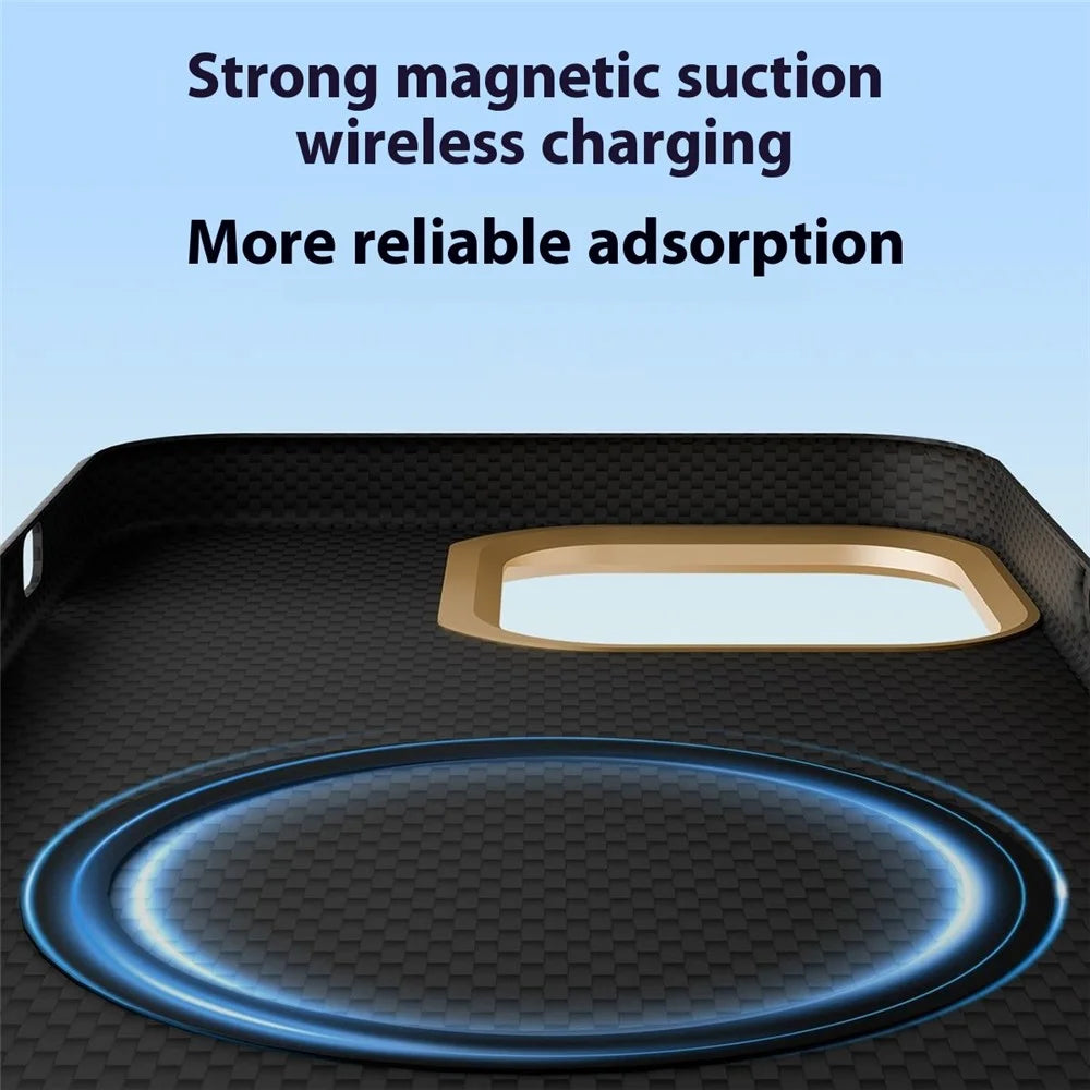 GKK BTGD For iPhone 16 Pro Case Woven Texture Compatible with MagSafe Metal + PC Phone Back Cover - Gold - 6