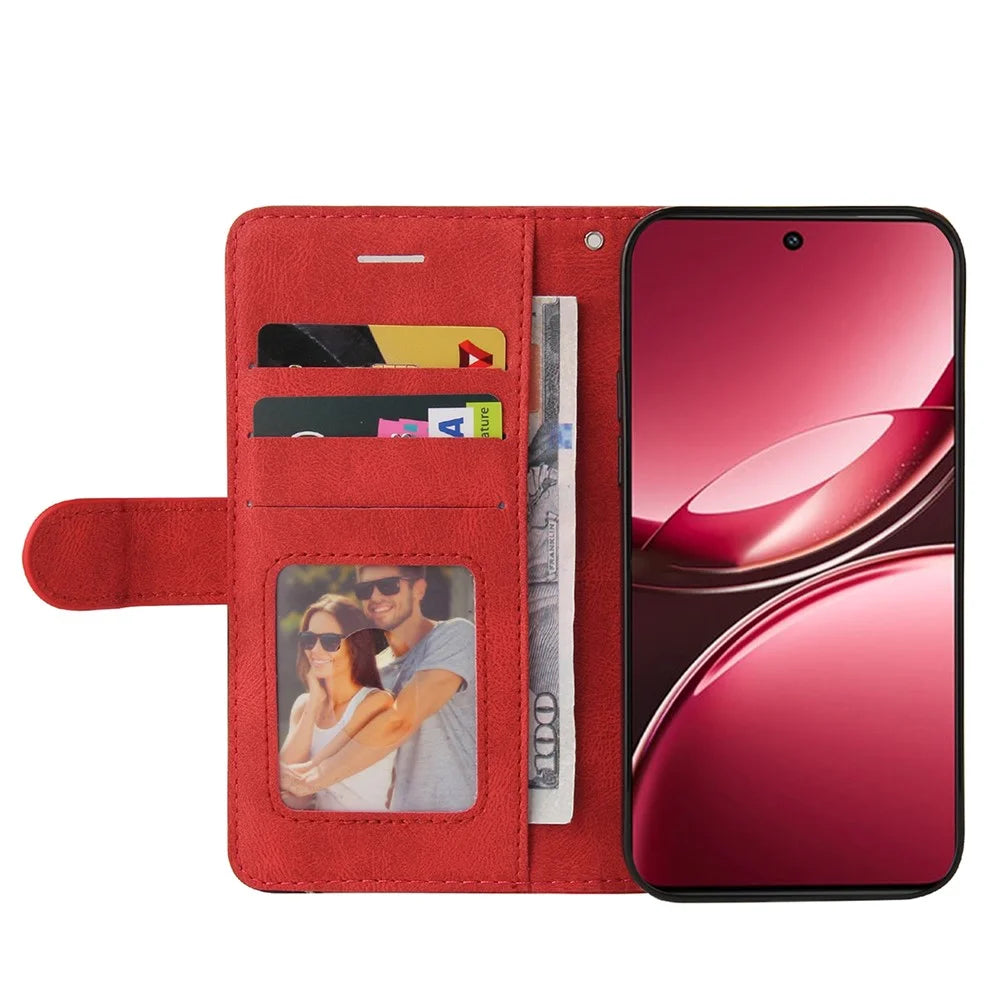 For vivo V50 Lite 5G Leather Phone Case Stand Wallet with Bi-colour Splicing Design - Red - 2