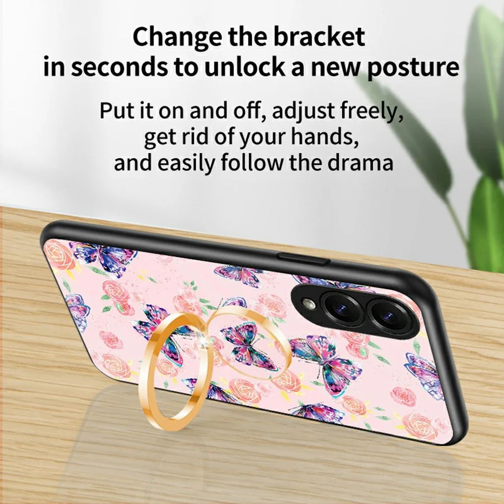 For Samsung Galaxy S25 Edge Case Butterfly Pattern TPU + Tempered Glass Protective Phone Cover - Colorful Butterfly - 3