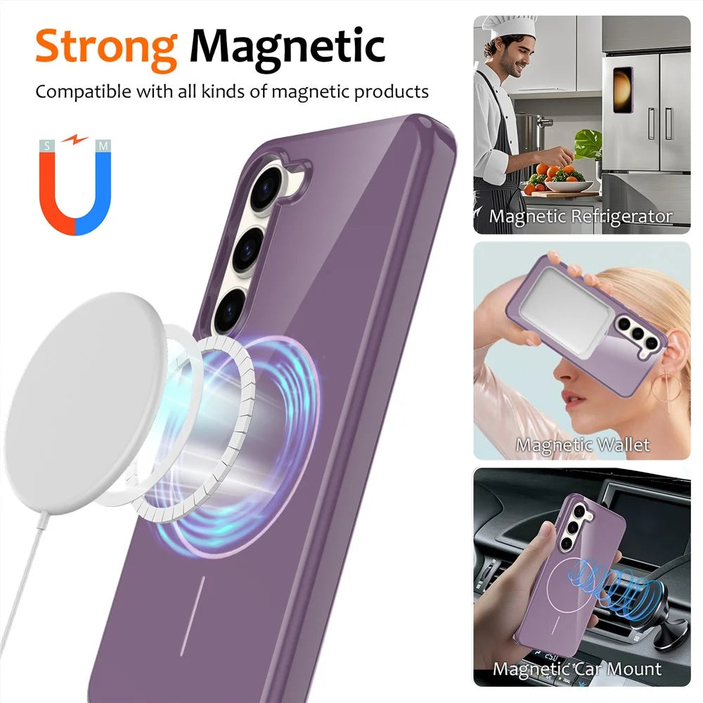 For Samsung Galaxy S23+ Magnetic Case TPU Phone Back Cover with Lanyard - Purple - 2