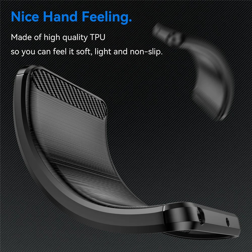 For Samsung Galaxy XCover7 Pro Case Protective Phone Cover Carbon Fiber Texture Brushed - Black - 3