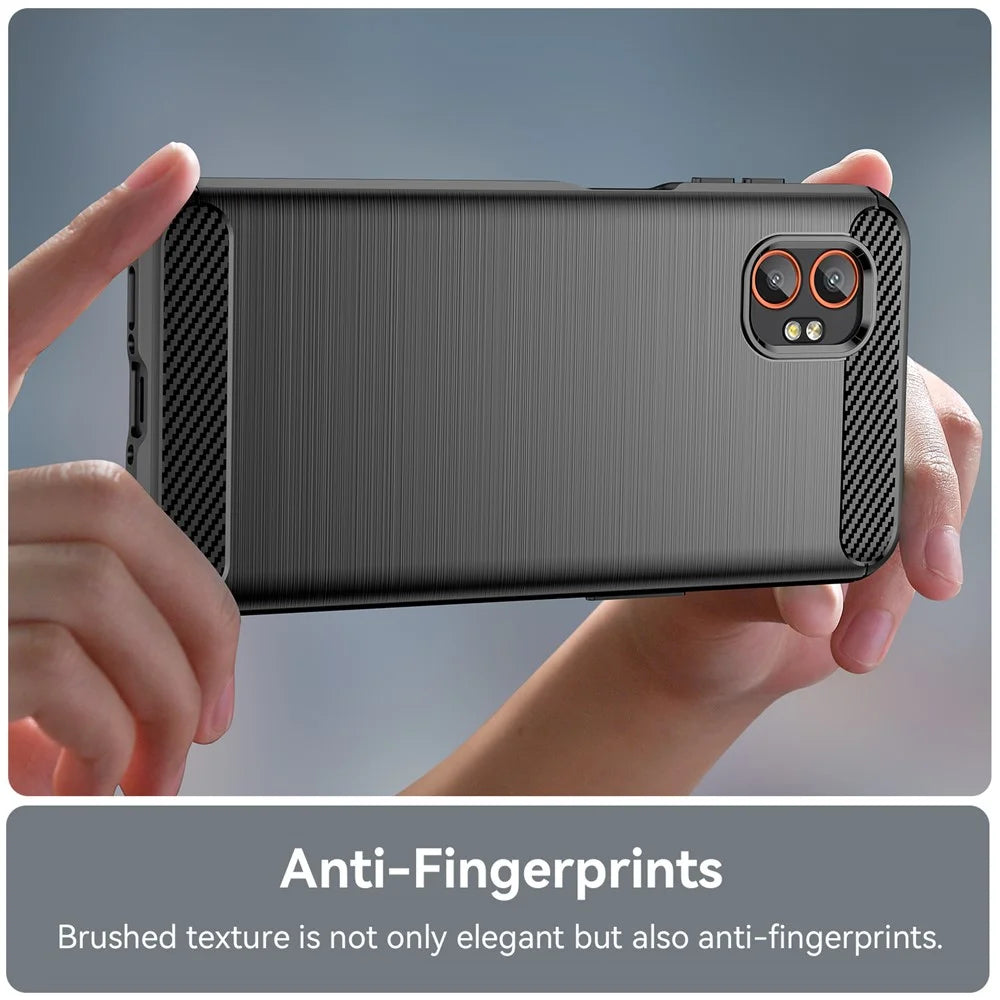 For Samsung Galaxy XCover7 Pro Case Protective Phone Cover Carbon Fiber Texture Brushed - Black - 4