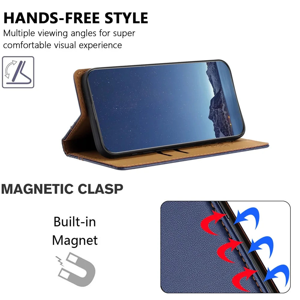 For iPhone 15 Pro Max Case L-Shaped Grid Pattern Leather Stand Phone Cover with Card Slots - Blue - 4