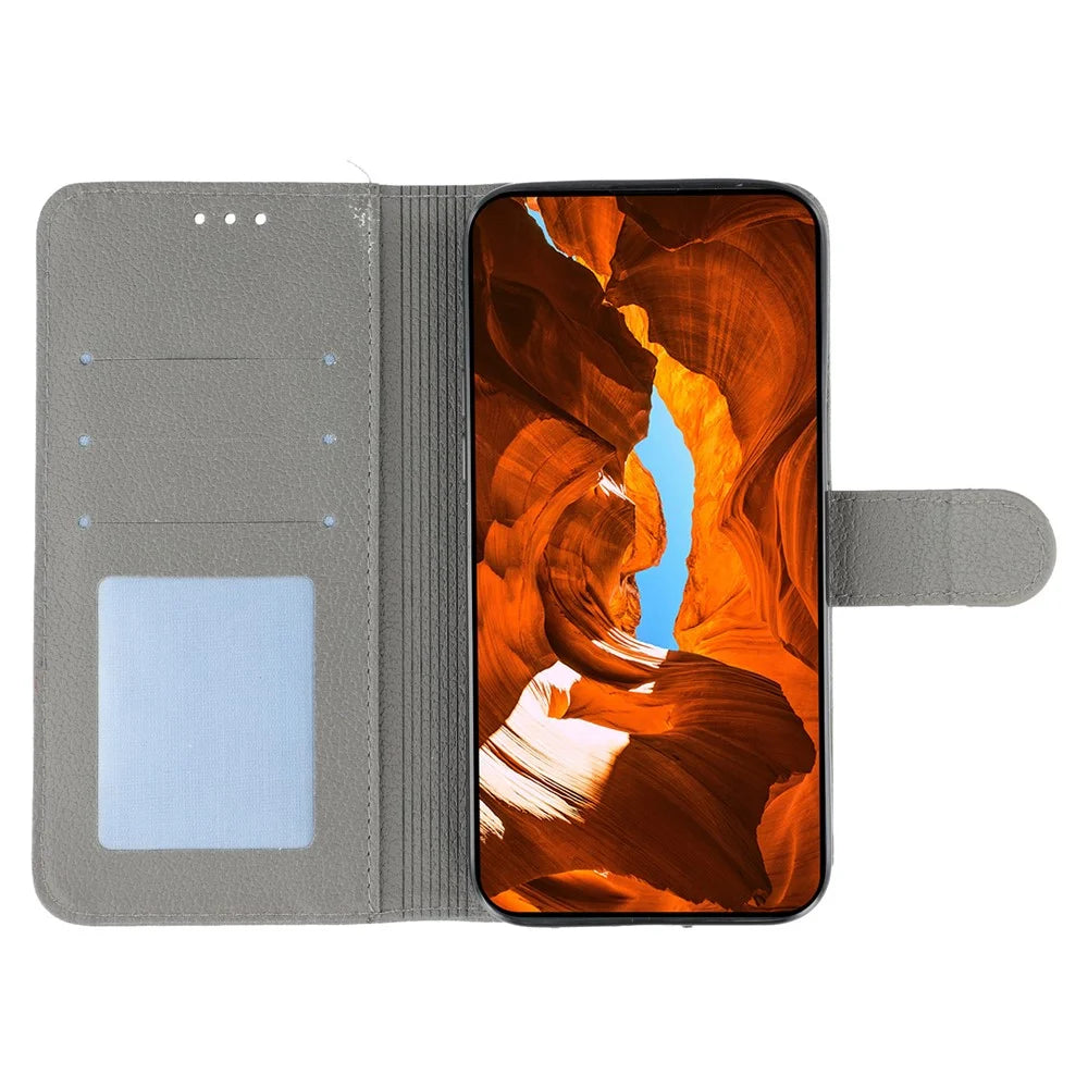 For Samsung Galaxy Xcover7 Case Feather Imprint PU Leather Wallet Phone Cover - Grey - 2