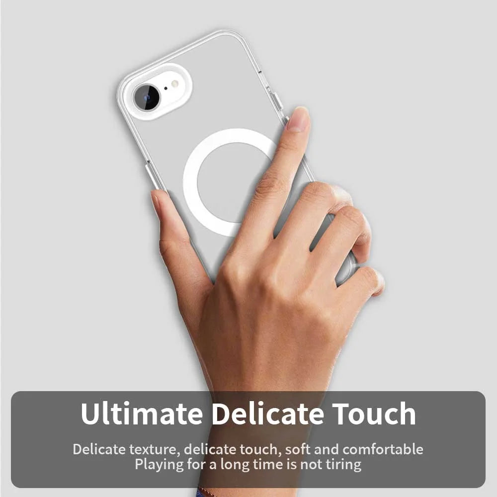 For iPhone 17e / 16e Case Magnetic Case Skin Touch Matte Anti Drop TPU + PC Phone Back Cover - White - 5