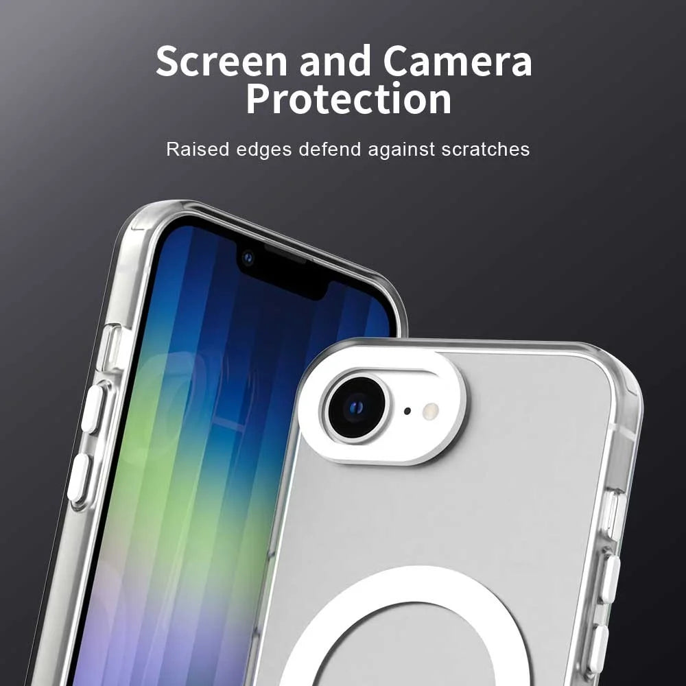 For iPhone 17e / 16e Case Magnetic Case Skin Touch Matte Anti Drop TPU + PC Phone Back Cover - White - 7