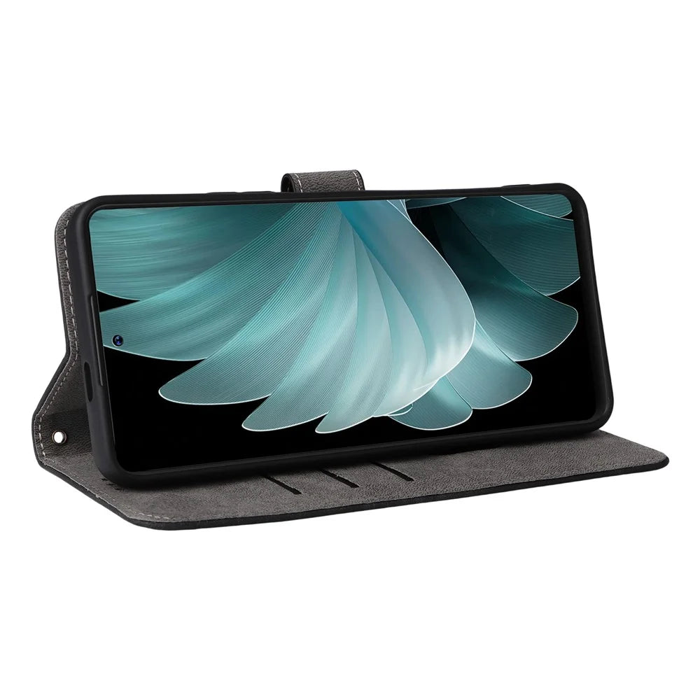 For Blackview Oscal Tiger 13 Case Wallet RFID Blocking PU Leather Cover Stand with Strap - Black - 3