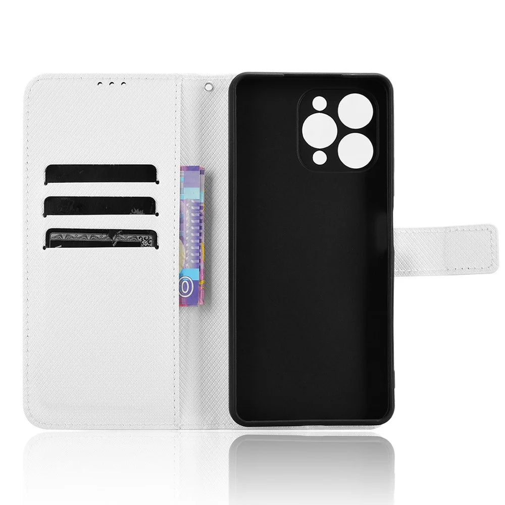 For Doogee Note 58 Pro  /  Note 58 Case PU Leather Diamond Texture Wallet Phone Cover - White - 4