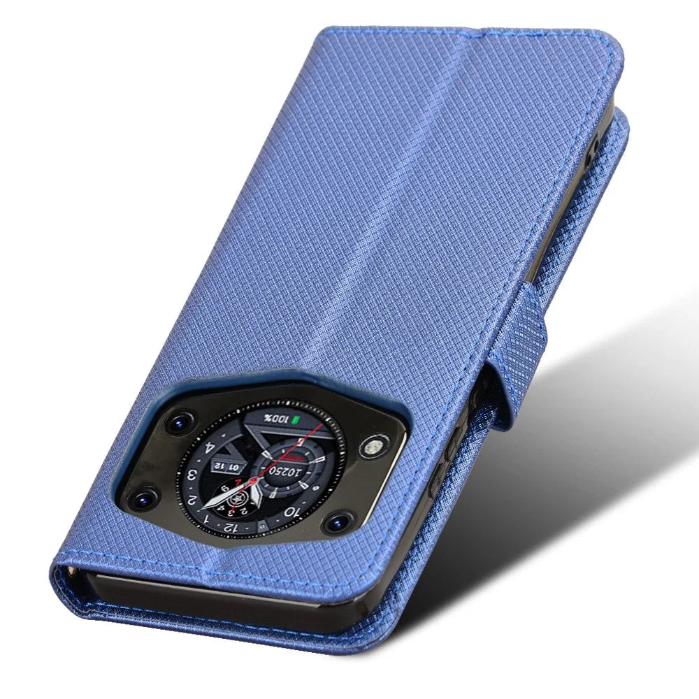 For Cubot A30 Case PU Leather Diamond Texture Wallet Phone Cover - Blue - 6