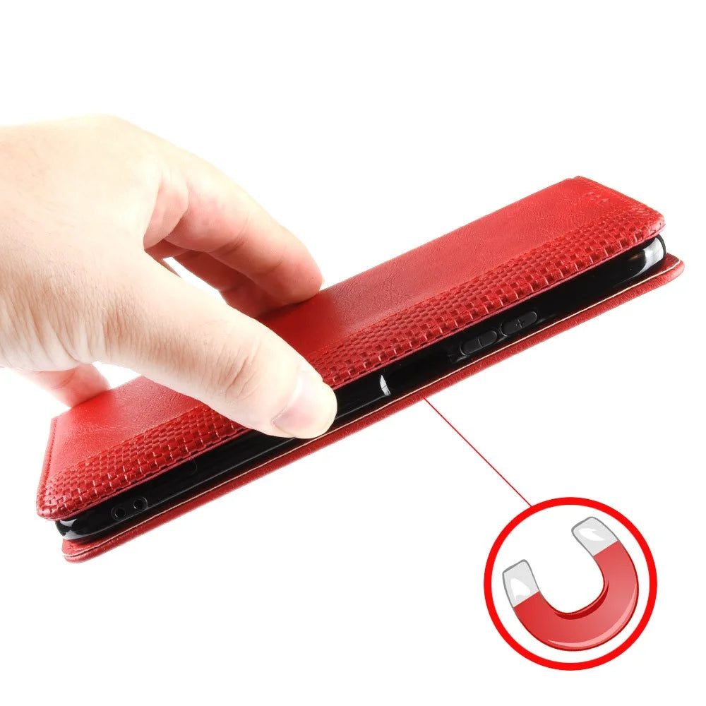 For Blackview Oscal Tiger 13 Case Wallet Stand Retro Texture Leather Phone Cover - Red - 5