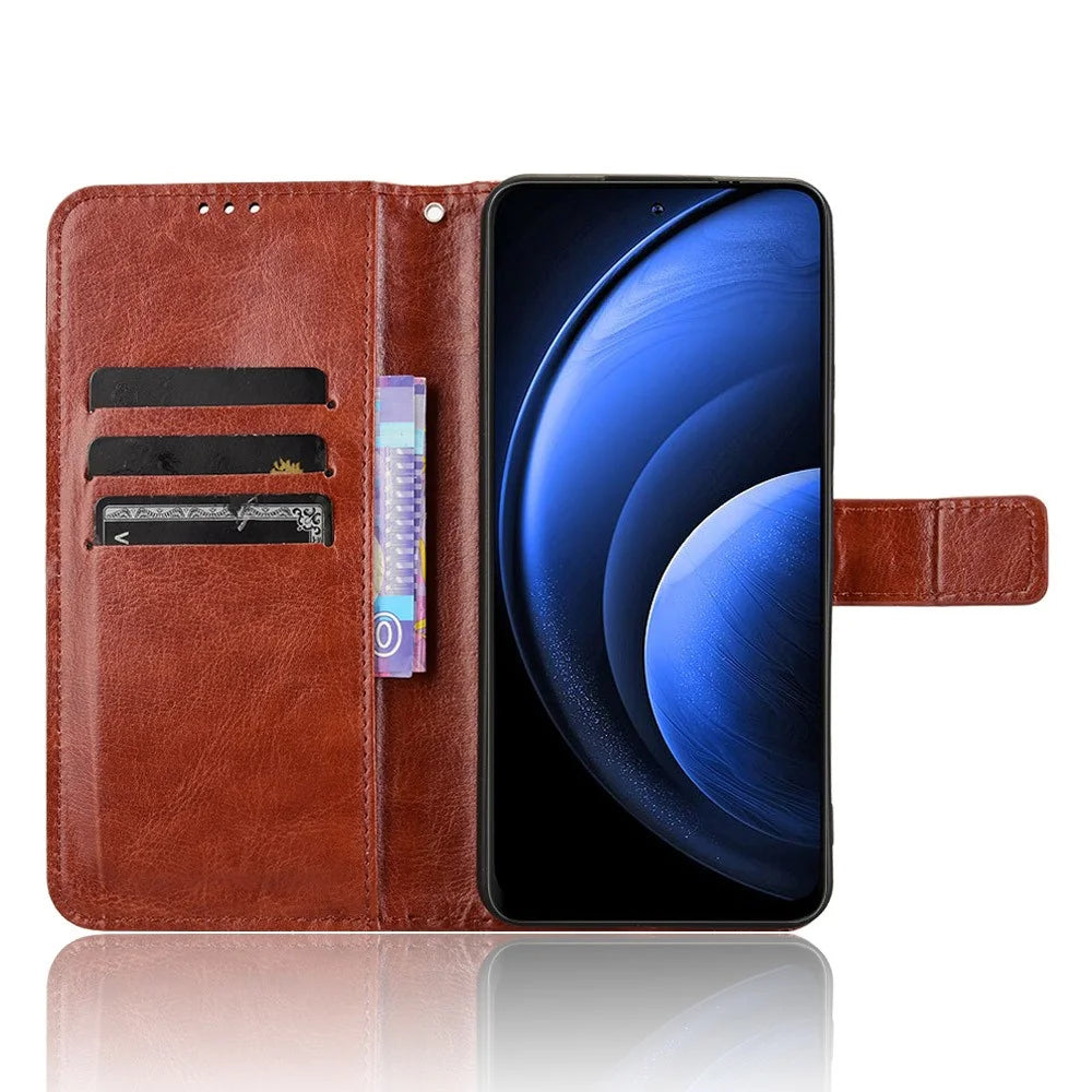 For Blackview Oscal Tiger 13 Case Crazy Horse Texture PU Leather Phone Wallet Cover - Brown - 2