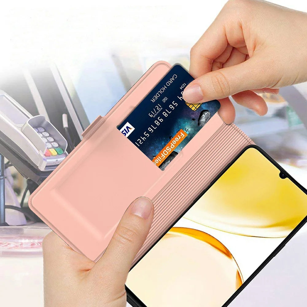 Phone Case For Realme P3 5G / 14 5G / Neo7x 5G Shockproof TPU Inner Shell Leather Cover Card Slot - Rose Gold - 5