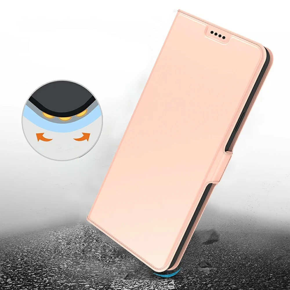 Phone Case For Realme P3 5G / 14 5G / Neo7x 5G Shockproof TPU Inner Shell Leather Cover Card Slot - Rose Gold - 6