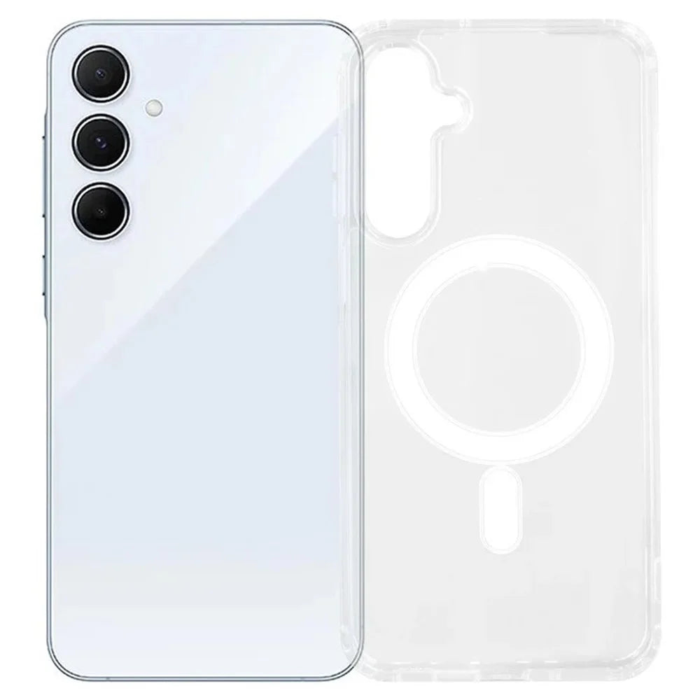 WANLONFENG LM Series For Samsung Galaxy A56 5G Clear Phone Magnetic Case with Screen Film (Big Lens Hole) - 2
